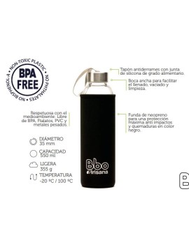 Fresanas botella reutilizable BBO 550ml. con funda de neopreno