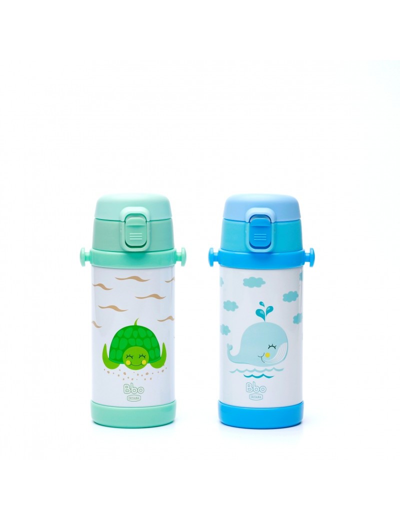 Fresanas botella infantil reutilizable de acero 320 ml a elegir verde tortuga o azul ballena