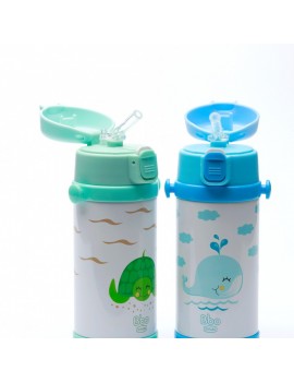 Fresanas botella infantil reutilizable de acero 320 ml a elegir verde tortuga o azul ballena